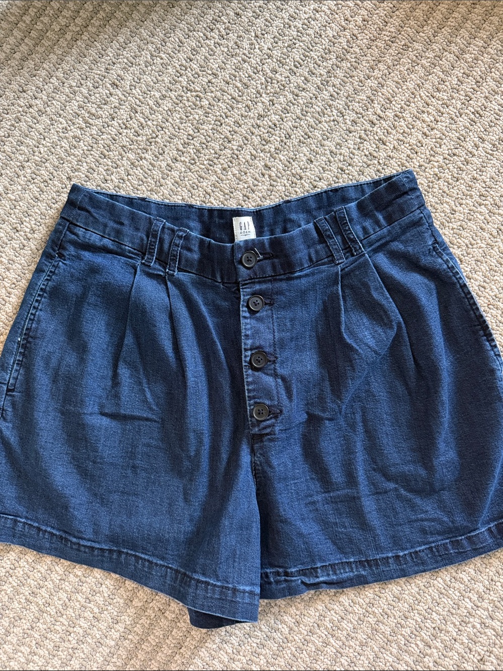 GAP DOEN Dark Blue High-Waist Button-Front Demin Women's Shorts